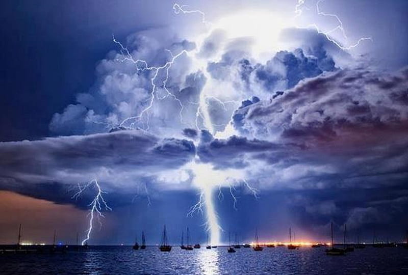Awesome Storm, Florida, Lightning, Thunder, Storm, Power, HD wallpaper