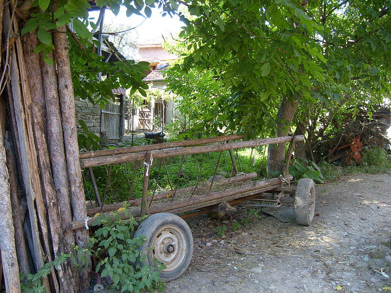 Wooden Hourse Carage, tree, graphy, village, nature, road, bulgaria, wood, HD wallpaper