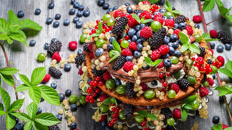 Fruits, Fruit, cake, food, cherry, HD wallpaper