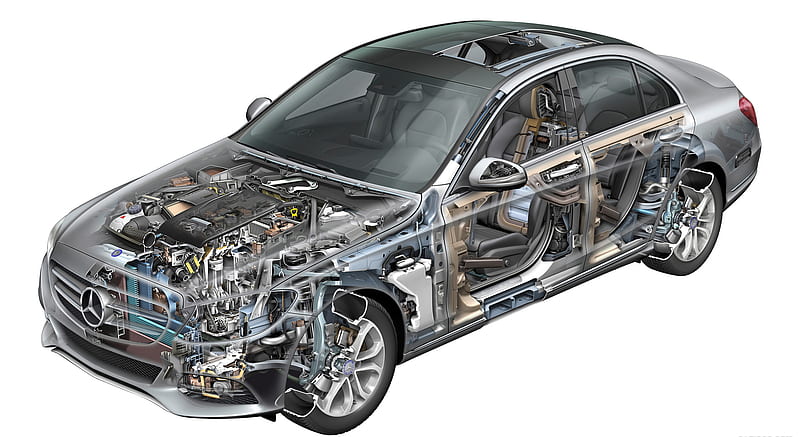 2015 Mercedes-Benz C-Class - Bodyshell - Technical Drawing , car, HD wallpaper