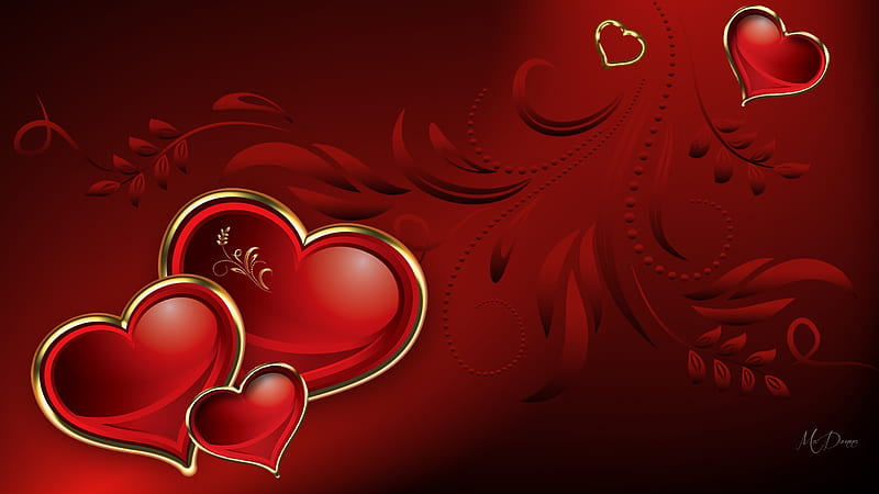 Forever Valentines, red, romantic, holiday, corazones, sweetheart, Valentines Day, gold, love, Firefox Persona theme, HD wallpaper