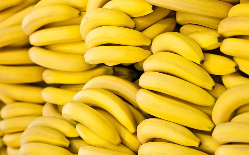 bananas, macro, fruits, ripe bananas, bunch of bananas, tropical fruits, fresh fruits, HD wallpaper