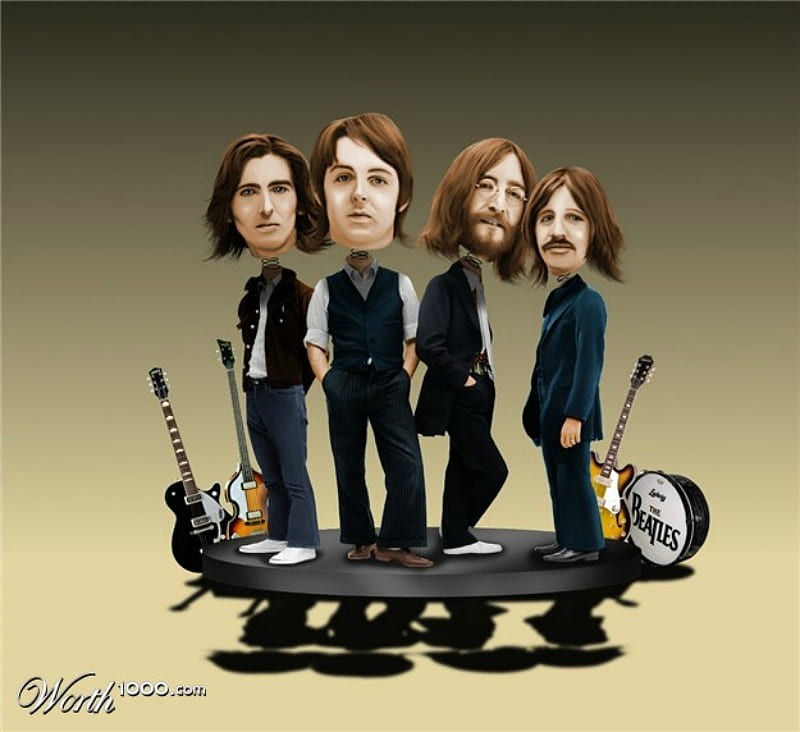 Beatles Bobble Heads, art, cool, music, hop, fun, guitars, HD wallpaper