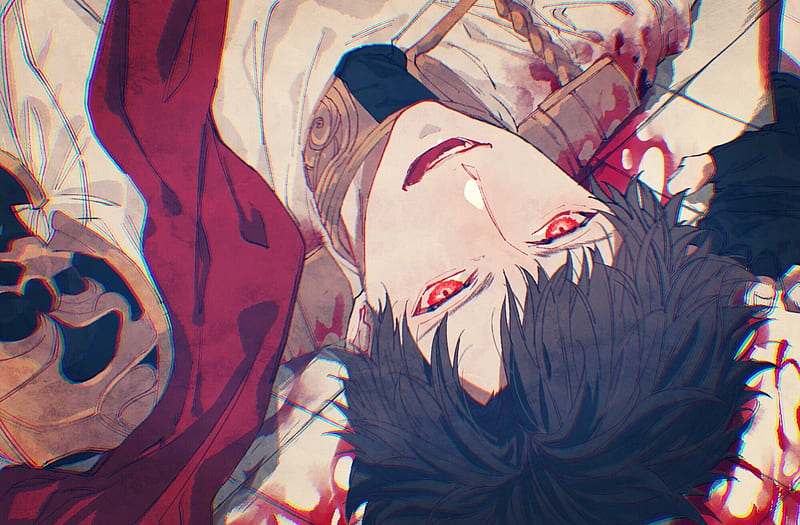 granblue fantasy, belial, lying down, shoujo, anime boy, red eyes, Anime, HD wallpaper