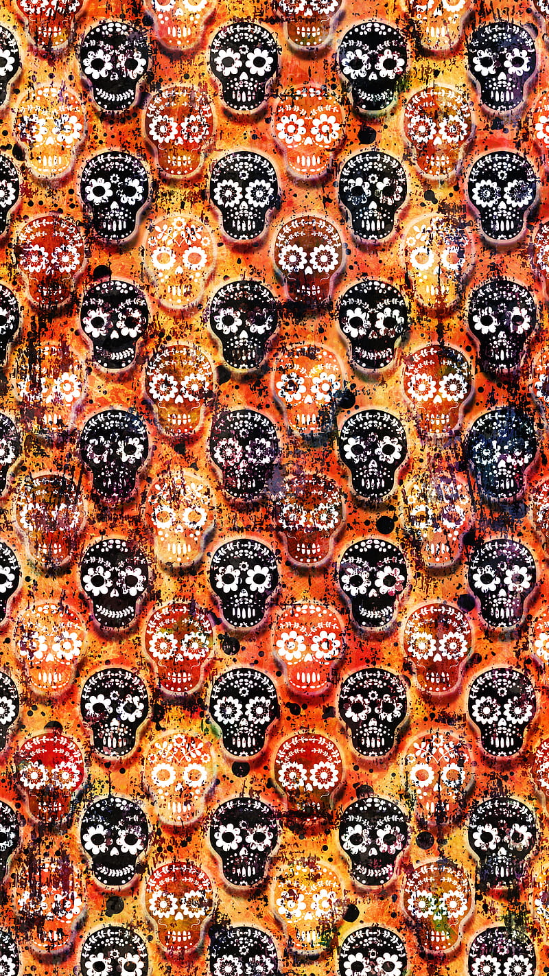 Cool Grunge Skulls, Adoxali, Calavera, Halloween, Mexican, background, black, bone, cute, day, dead, death, decorative, dia de los muertos, face, festival, floral, flower, folk, funky, funny, gothic, grungy, head, hipster, human, illustration, mask, pattern, skull, spooky, sugar, vintage, HD phone wallpaper