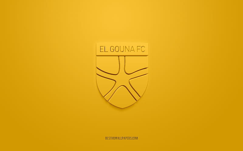 El Gouna FC, creative 3D logo, yellow background, 3d emblem, Egyptian football club, Egyptian Premier League, El Gouna, Egypt, 3d art, football, El Gouna FC 3d logo, HD wallpaper