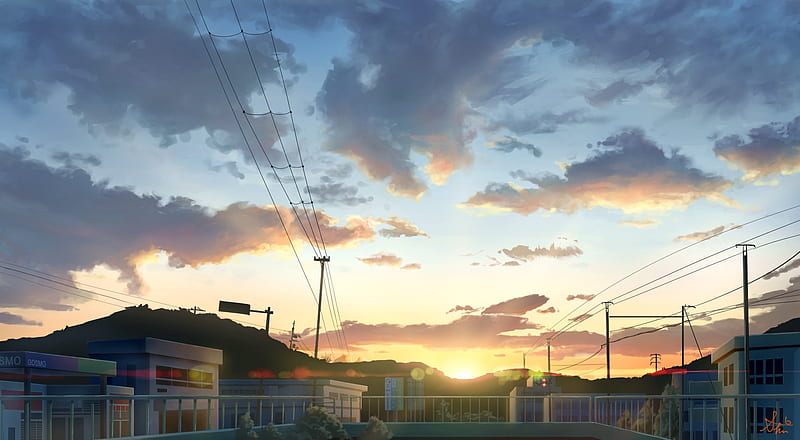 Anime City Sunset Scenery Buidings 4K Wallpaper #6.1034