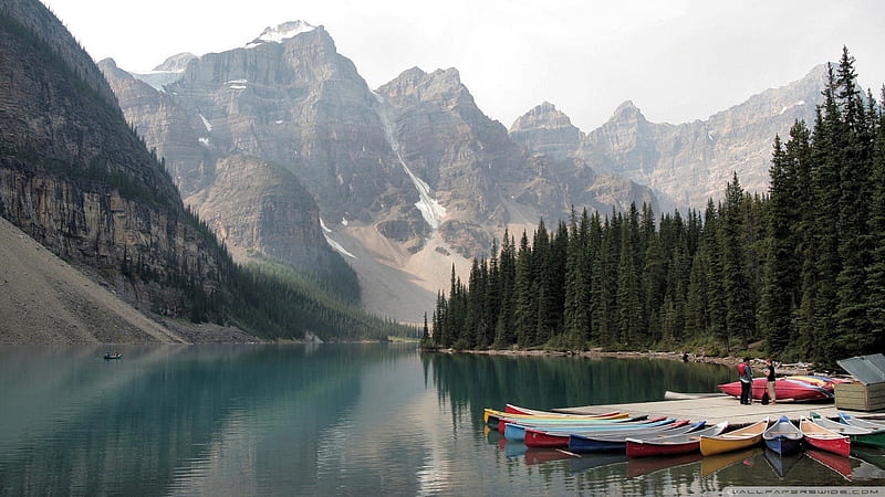 kayaking in canada, rental, lake, mountains, kayak, HD wallpaper