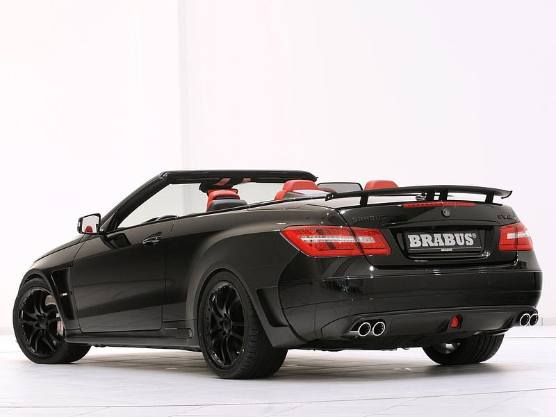 Brabus-E V12 Cabriolet 2011, black, red, convertible, brabus, HD wallpaper
