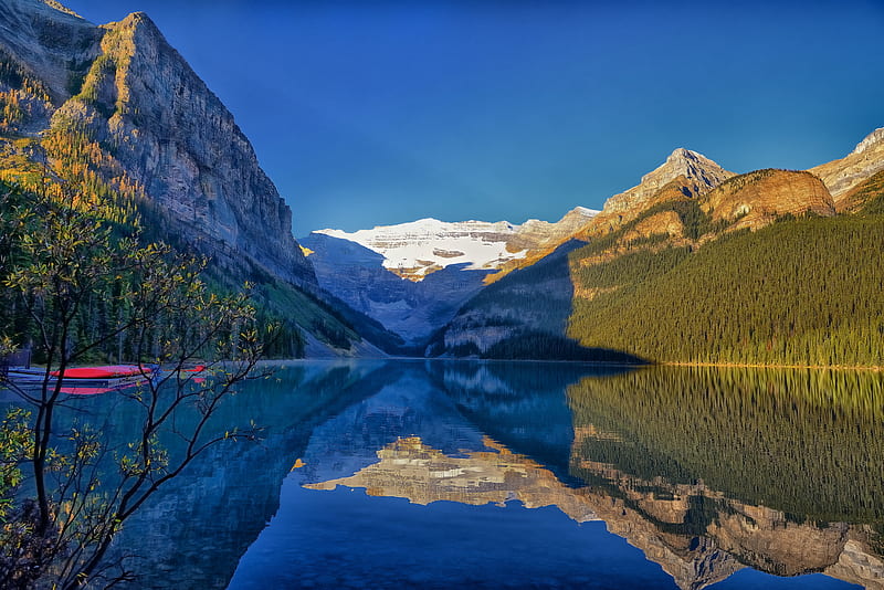 National Park, Banff National Park, Alberta, Canada, Lake, Lake Louise, Mountain, Reflection, HD wallpaper