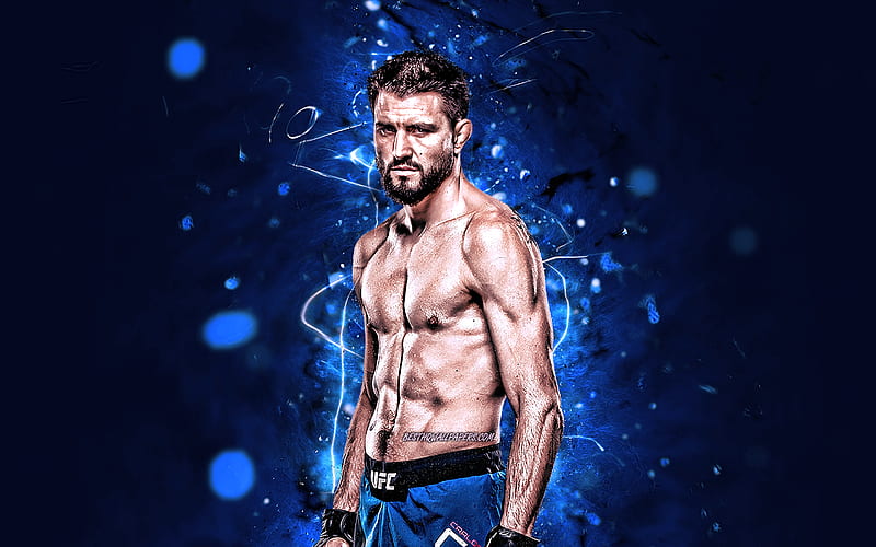 Carlos Condit, blue neon lights, american fighters, MMA, UFC, Mixed martial arts, UFC fighters, Carlos Joseph Condit, MMA fighters, HD wallpaper