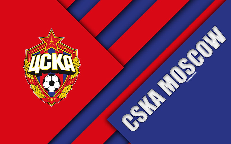 CSKA Moscow FC material design, blue red abstraction, logo, Russian football club, Moscow, Russia, football, Russian Premier League, HD wallpaper