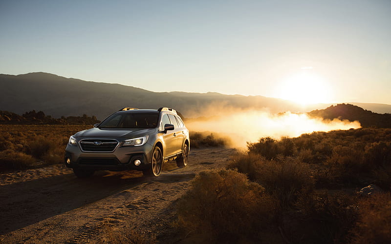 Subaru Outback, offroad, 2018 cars, sunset, new Outback, Subaru, HD wallpaper