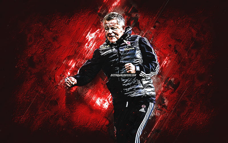 Chris Wilder, Sheffield United FC, football coach, portrait, red stone background, football, Premier League, England, HD wallpaper