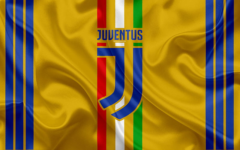 Juventus, new logo Turin, Serie A, yellow silk, Italy, football, Italian football club, Flag of Italy, HD wallpaper