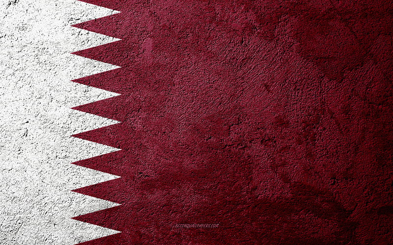 Flag of Qatar, concrete texture, stone background, Qatar flag, Asia, Qatar, flags on stone, HD wallpaper