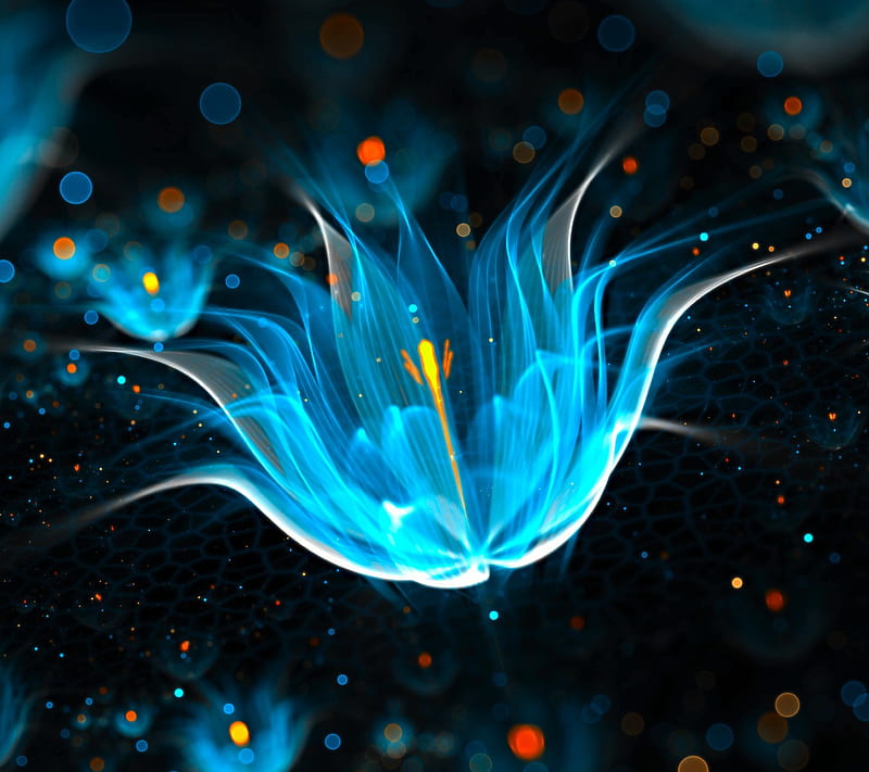 Neon Flower, abstraction, glitter, light, HD wallpaper