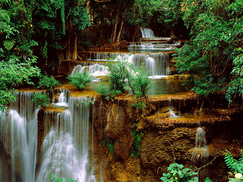 Hermosas cascadas de agua, bosque, maravilloso, encantador, corriente de  agua, Fondo de pantalla HD | Peakpx