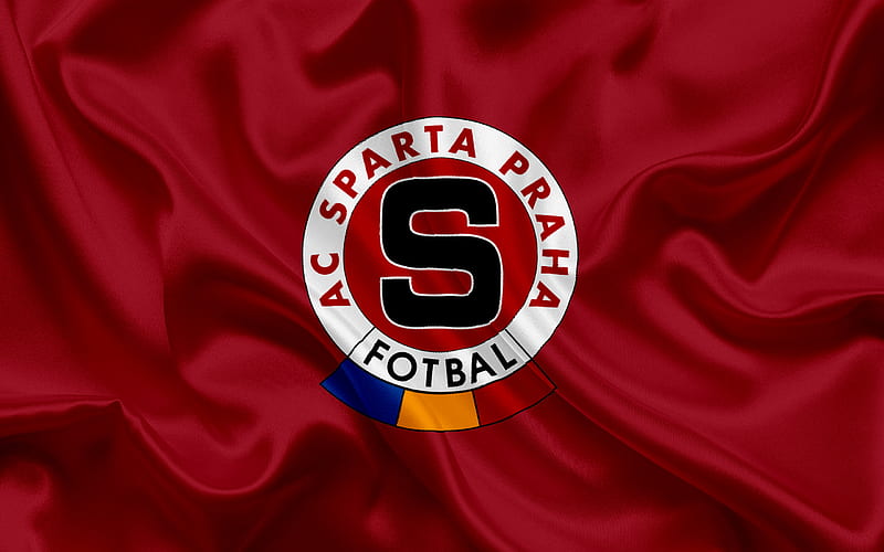 Sparta Praha, Football club, Prague, Czech Republic, emblem, Sparta logo, burgundy silk flag, Czech football championship, HD wallpaper