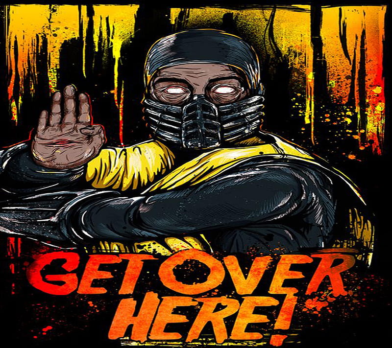 Get Over Here, games, kombat, mortal, scorpion, video games, HD wallpaper
