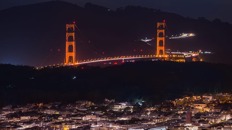 Bridge California Golden Gate Night San Francisco USA Travel, HD wallpaper