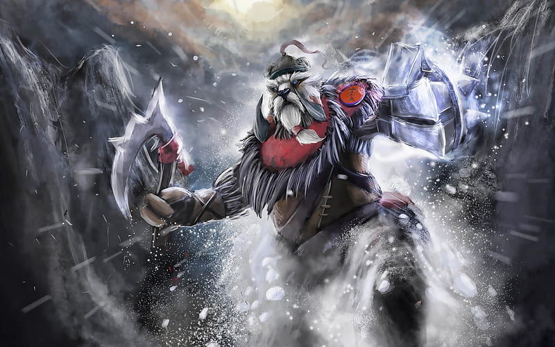 Tusk, warrior with axe, Dota 2, monster, artwork, Dota2, Tusk Dota, HD wallpaper