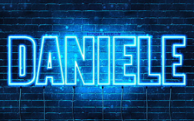 Daniele with names, Daniele name, blue neon lights, Happy Birtay Daniele, popular italian male names, with Daniele name, HD wallpaper