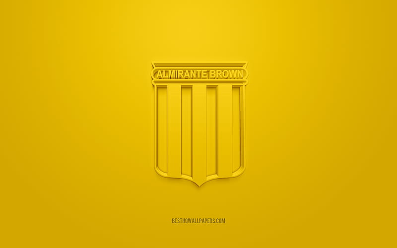 Club Almirante Brown, creative 3D logo, yellow background, Argentine football team, Primera B Nacional, San Justo, Argentina, 3d art, football, Club Almirante Brown 3d logo, HD wallpaper