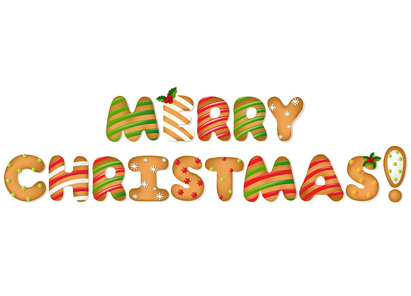 Merry Christmas!, cookies, gingerbread, craciun, christmas, word, card, HD wallpaper