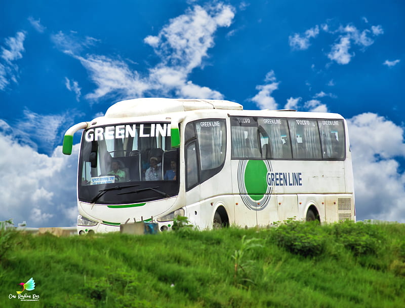 Green Line, bangladeshibus, bus, car, driving, scania, HD wallpaper