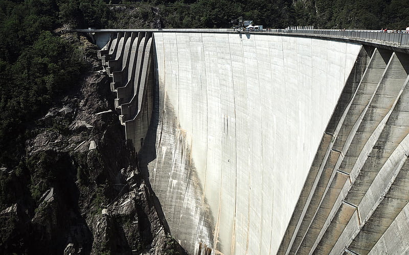 Verzasca Dam, Locarno Dam, Ticino, Switzerland, Verzasca River, dam, engineering buildings, Verzasca hydroelectric power station, HD wallpaper