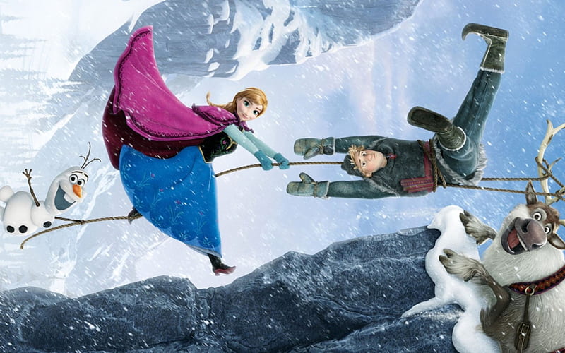 Frozen, Kristoff, Anna, Disney, Olaf, Cartoon, HD wallpaper