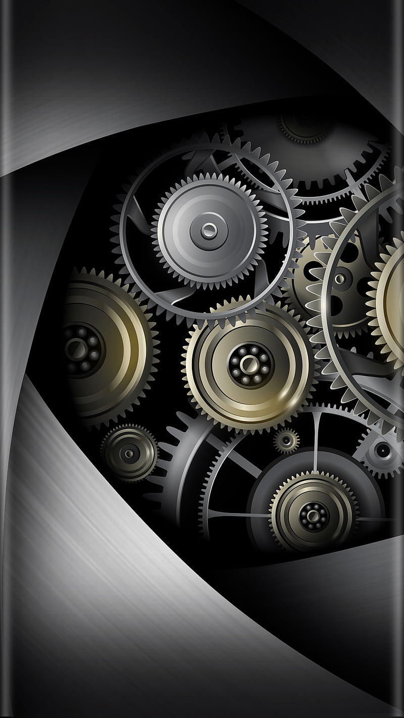 Abstract, edge style, gears, gold, gris, s7, s8, silver, HD phone wallpaper