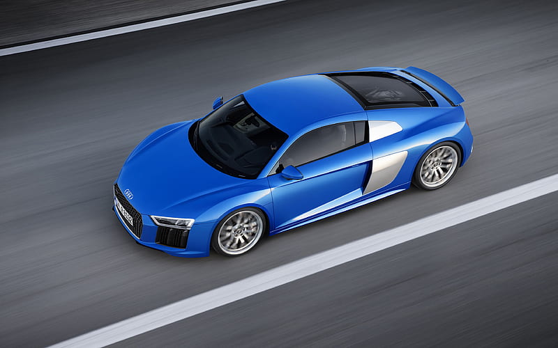 Audi R8 V10, 2018, blue sports coupe, sports cars, German cars, Audi, HD wallpaper