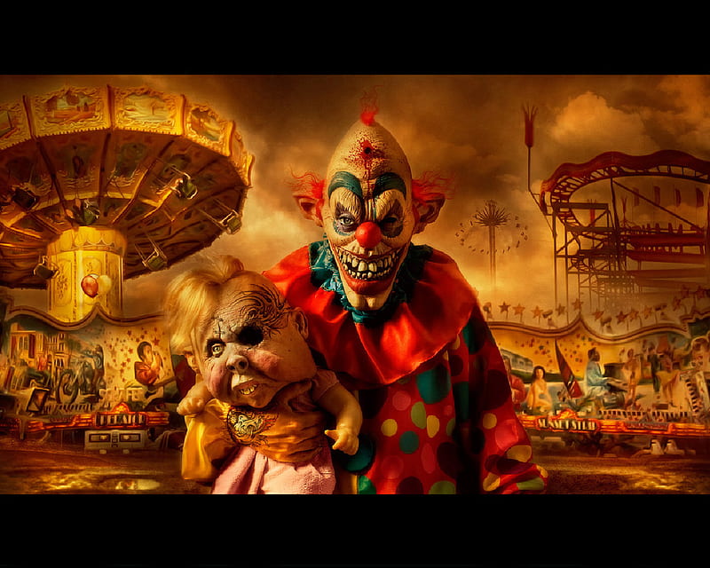 Carnival Of Horror, evil, clown, carnival, horror, HD wallpaper