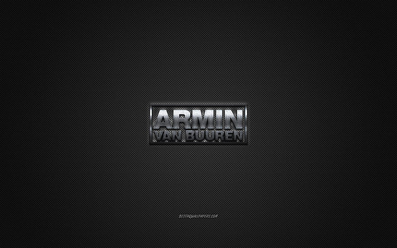 Armin van Buuren logo, Armin van Buuren metal emblem, Dutch DJ, carbon fiber texture, Armin van Buuren, brands, HD wallpaper