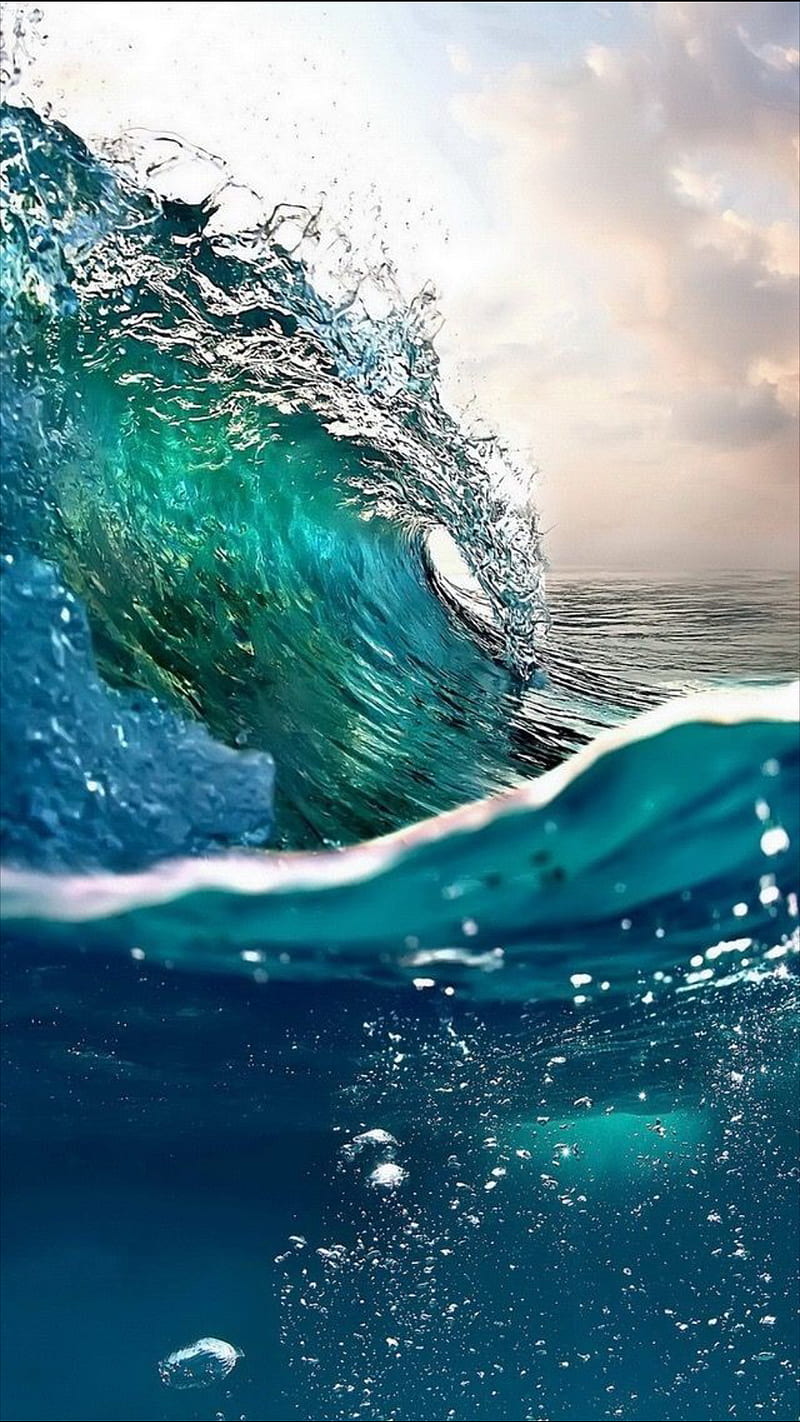 Olas del océano, azul, burbujas, mar, agua, ola, Fondo de pantalla de  teléfono HD | Peakpx
