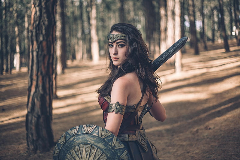 Women, Cosplay, Brunette, DC Comics, Depth Of Field, Model, Woman, Wonder Woman, HD wallpaper