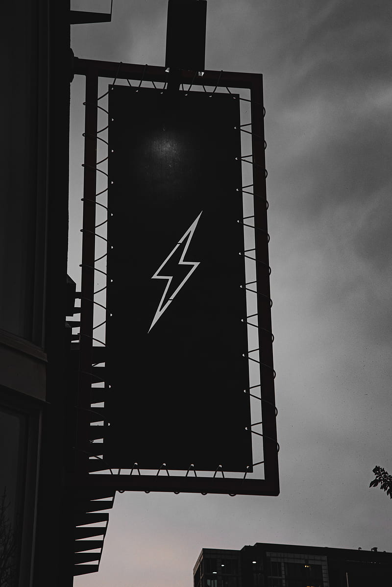 lightning, signboard, bw, HD phone wallpaper