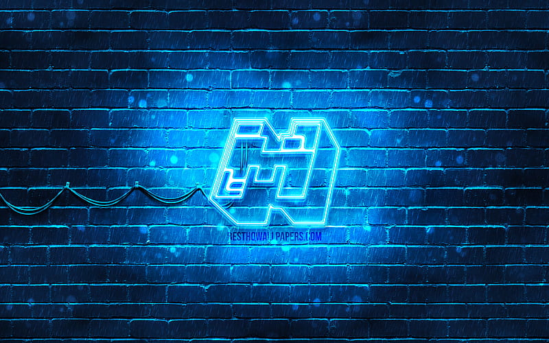 Minecraft blue logo blue brickwall, Minecraft logo, 2020 games, Minecraft neon logo, Minecraft, HD wallpaper