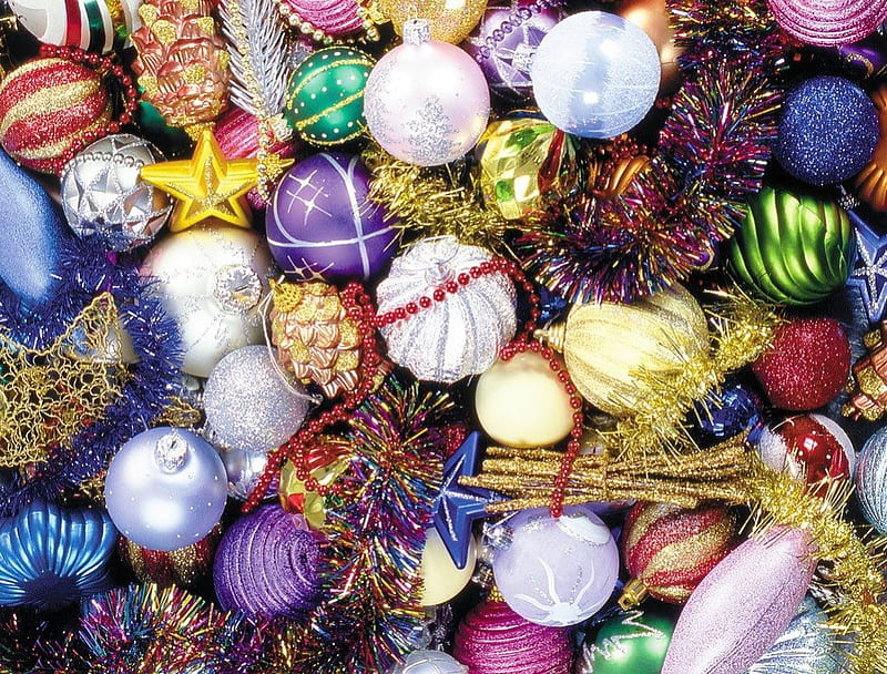 Colorful Balls of Ornaments, pretty, family, christmas tree, impressive, bonito, adorable, greeting, rainbow, sweet, love, stars, amazing, lovely, holiday, christmas, decoration, celebration, mind teasers, winter time, winter, happy, cute, merry christmas, HD wallpaper