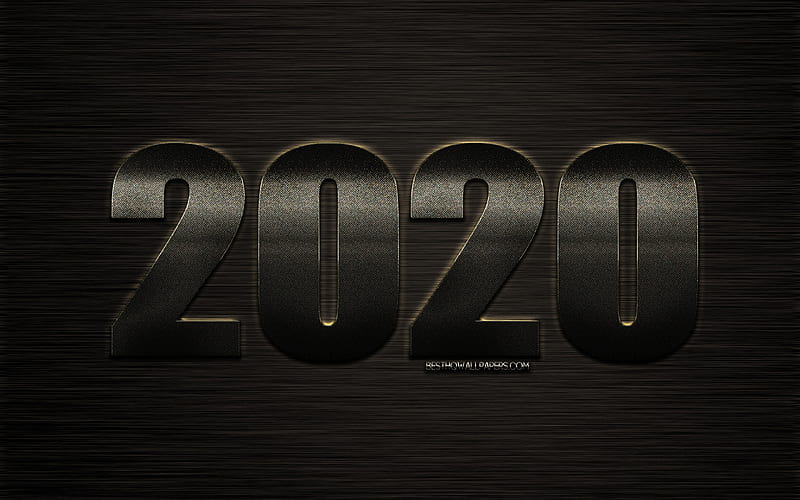 2020 Year Concepts, dark metal letters, 2020 Gray metal background, 2020 concepts, creative art, 2020, Happy New Year, HD wallpaper