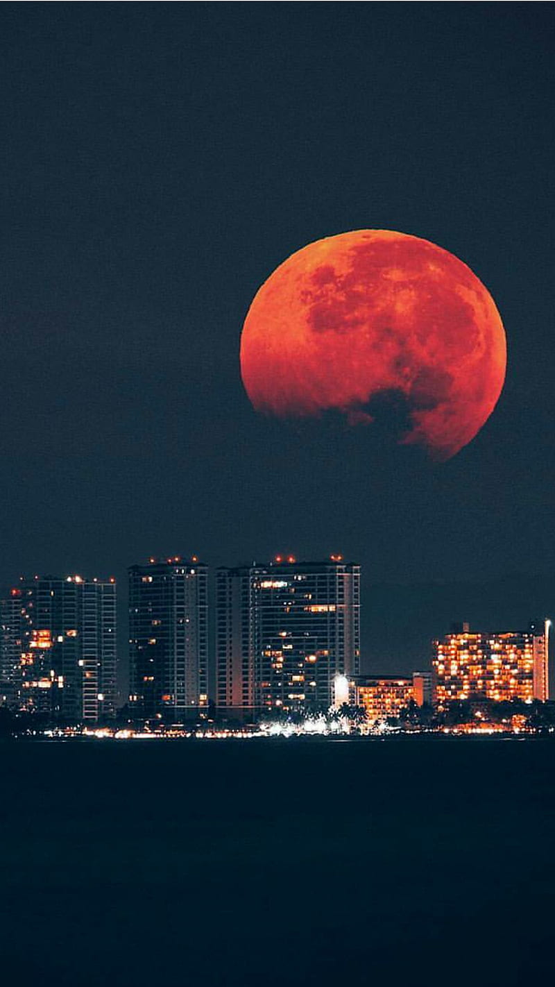 Red Moon, landscape, HD phone wallpaper