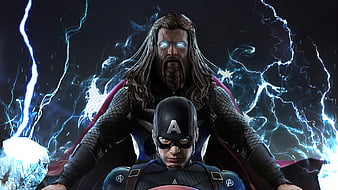 Thor And Captain America, thor, captain-america, superheroes, artwork, HD wallpaper