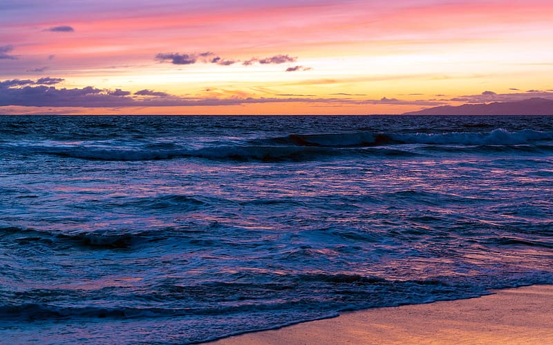 Colorful Coast Beach Sunset Summer Los Angeles, HD wallpaper