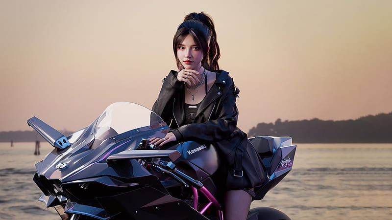 Cool Asian Girl On Ninja H2r, biker, girls, artist, artwork, digital-art,  artstation, HD wallpaper | Peakpx