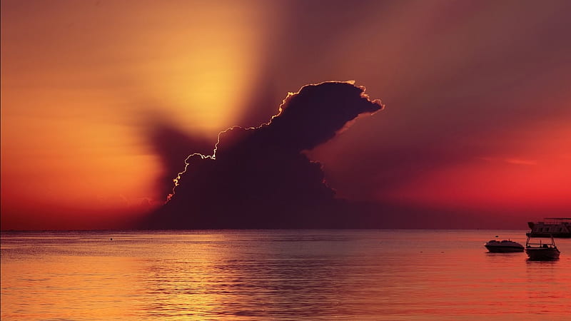 Sunset behind the cloud, oceans, high definition, mazing, nice, skyscape, gold, splendor, shadows, sunrise, waterscape, , golden, sky, silhouette, sunrays, water, cool, awesome, sunshine, red, brown, sunny, bonito, sea, graphy, sunsets, mirror, amazing, reflex, cloud, view, spectacle, colors, maroon, contrasts, bird, nature, reflections, HD wallpaper
