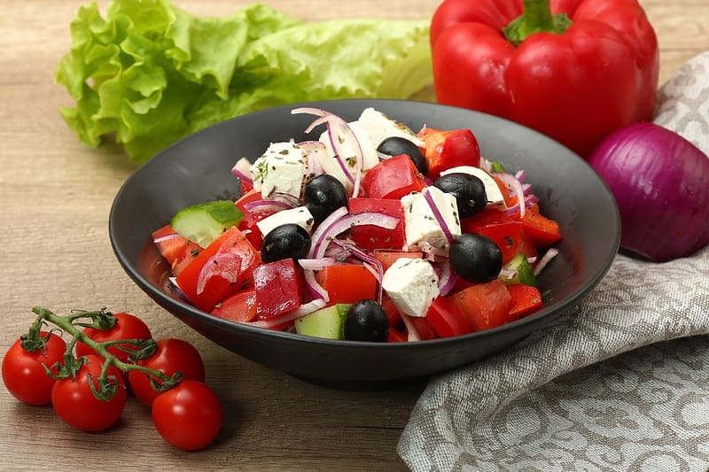 Food, Pepper, Still Life, Salad, Tomato, Olive, HD wallpaper