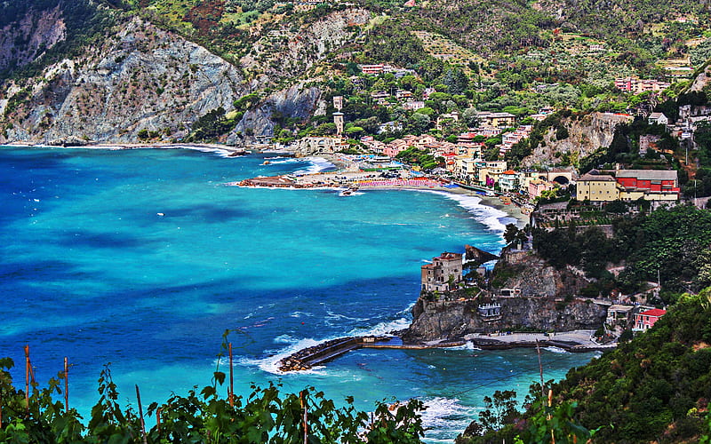 Monterosso al Mare, comune, Cinque Terre, La Spezia, Monterosso, Liguria, Mediterranean Sea, Italy, bay, coast, HD wallpaper