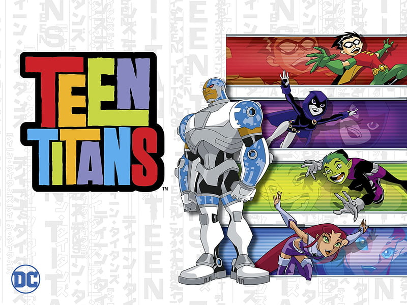 Teen Titans, Cyborg (DC Comics), Starfire (DC Comics), Logo, Robin (DC Comics), Dick Grayson, Raven (DC Comics), Beast Boy, HD wallpaper